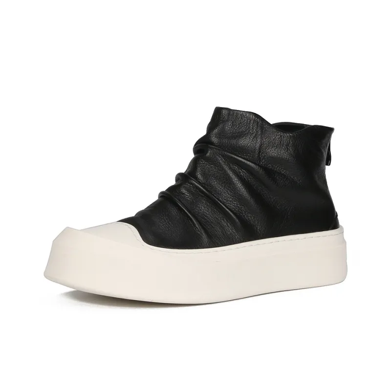 Thai Points Ankle Boots Medium Heel Men's Black-1