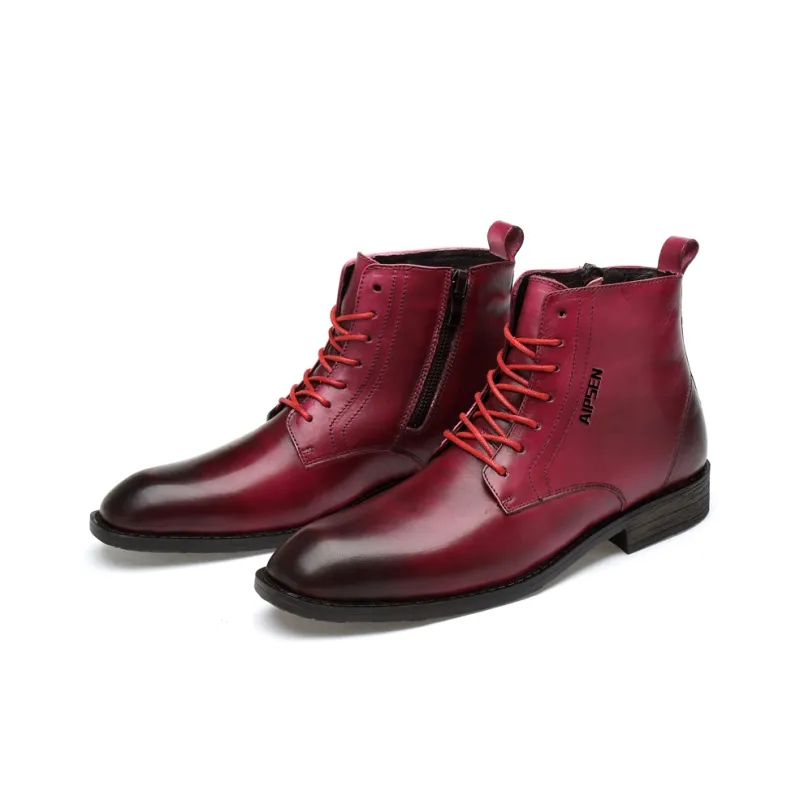 AIPSEN Short Martin Boot Men's Burgundy-2
