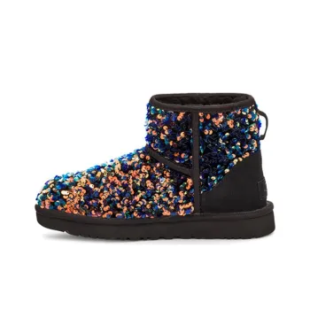 UGG Classic Mini Stellar Sequin Snow Boots Black Women's