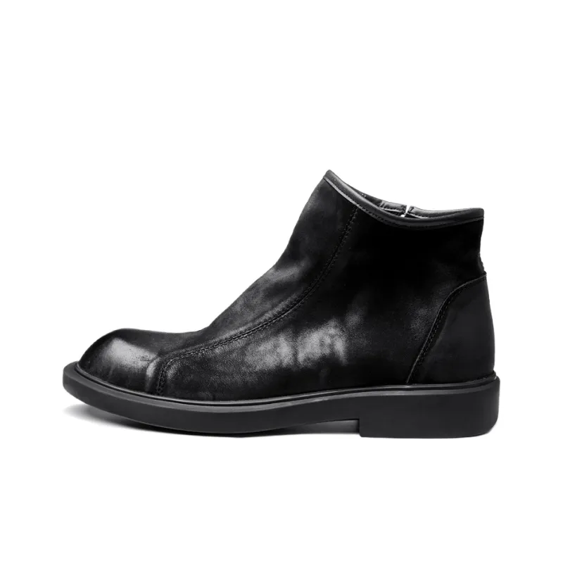 Brounvanm Men's Boots Ankle Boots 3.5CM Men's Black Coffee-0