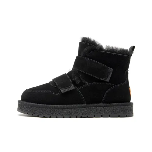 Beau Today Cow Velvet Leather Warm Wear Resistant Slip Resistant 10.5cm Snow Boots Women's