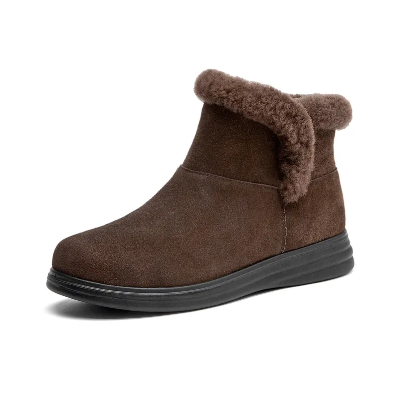 AOKANG Warm Short Snow Boots Women's Brown-0