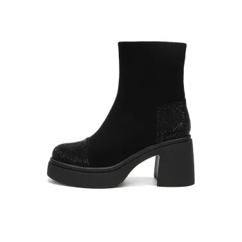 WEISHIBANGWEI Ankle Boots 7CM Women's Black