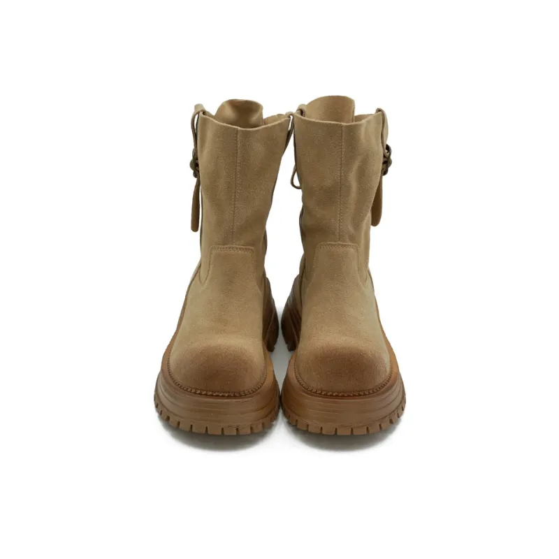 Little Sue Trendy Versatile Back Lace-Up Maillard Style Platform Martin Boots Ankle Boots Women's-2
