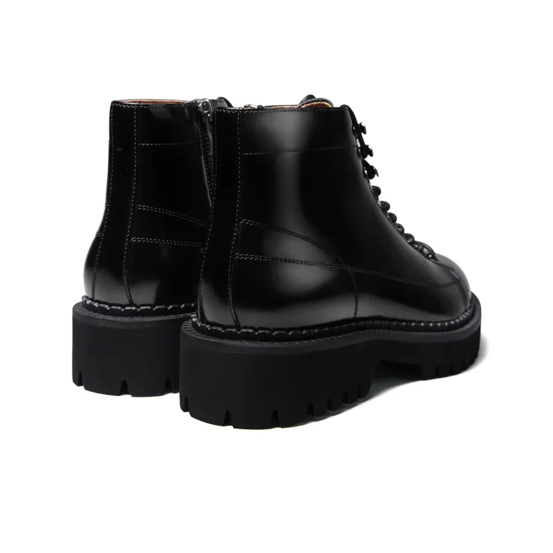 THOM WILLS British Style Shiny Casual Boots Short Martin Boot Men's Black-3