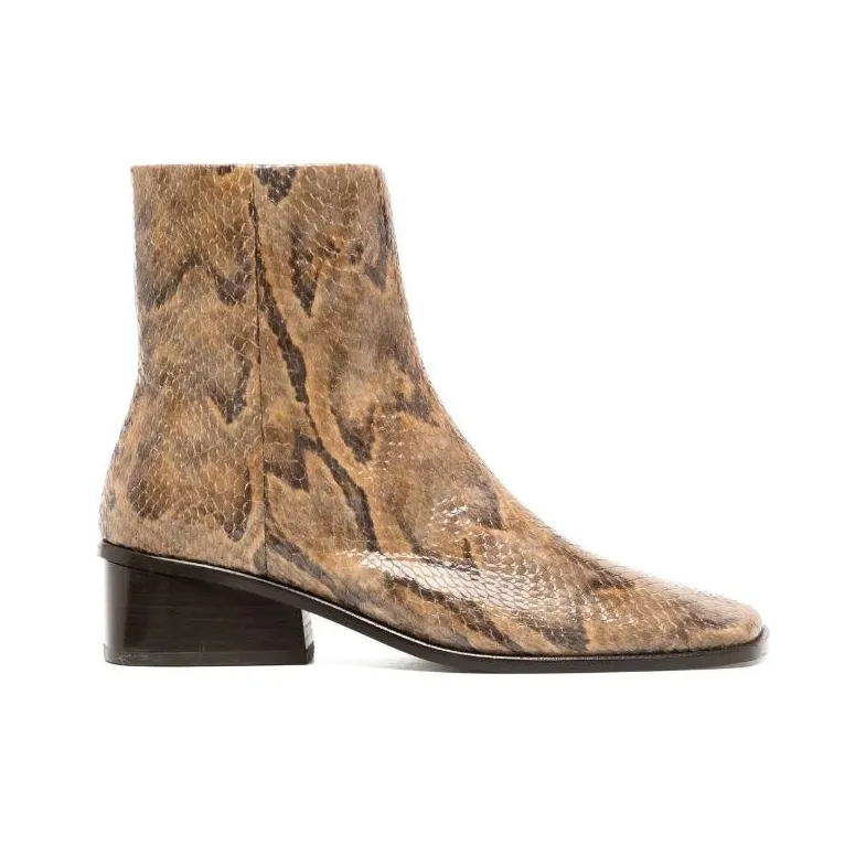 REJINA PYO Rise Snakeskin print Leather Ankle Boots Women's-1