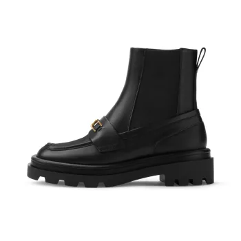CHARLES&KEITH Small CK Short Chelsea Boots 4.9cm Women's Black/Dark Brown