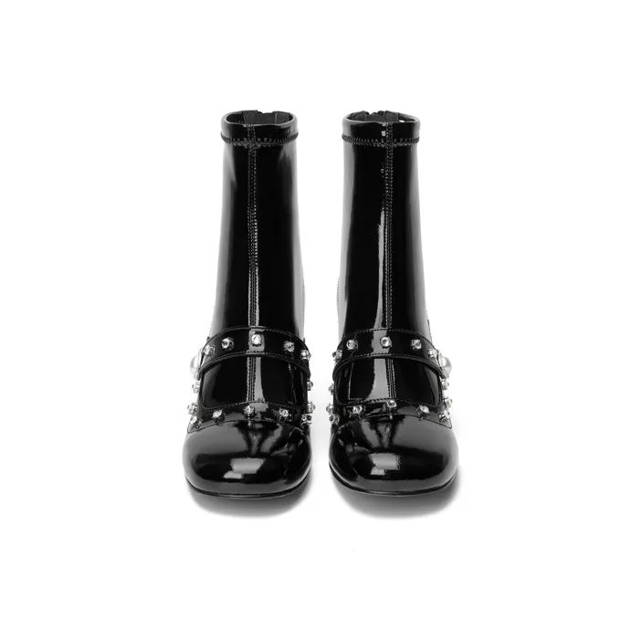 SHOESZOOO Elegant Fashion Boots Ankle Boots 6.5cm Women's Hepburn Black-2