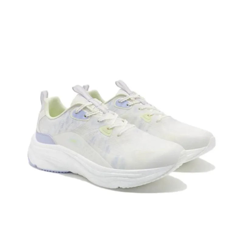 XTEP Cushioned Slip Resistant Abrasion Resistant Low Top Casual Running Shoes Women's White Cyan Purple-3