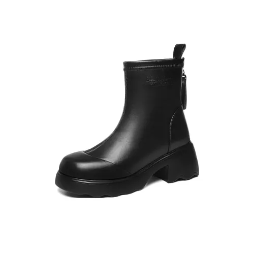 Golden Silk Rabbit Ankle Boots Women's