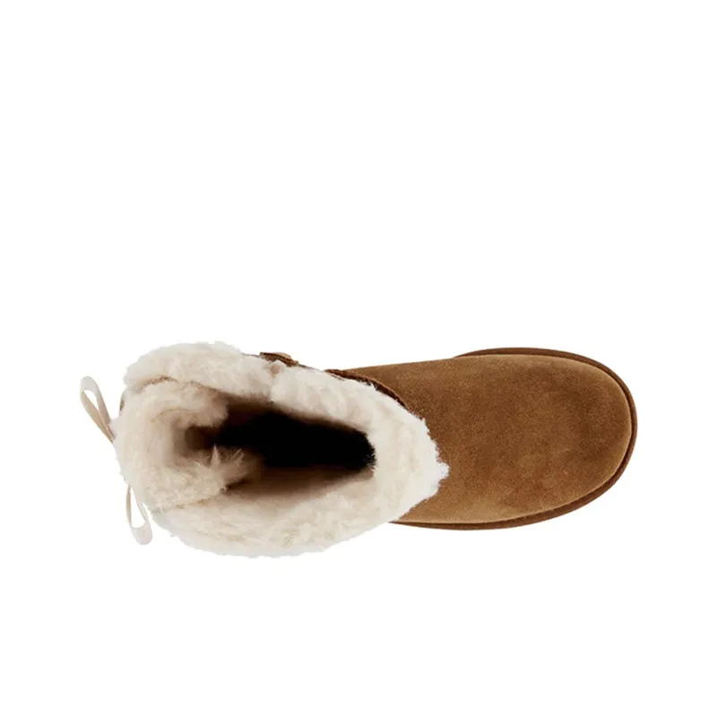 UGG Short Bow Stiefel Fleece Lined Brown Women's-4