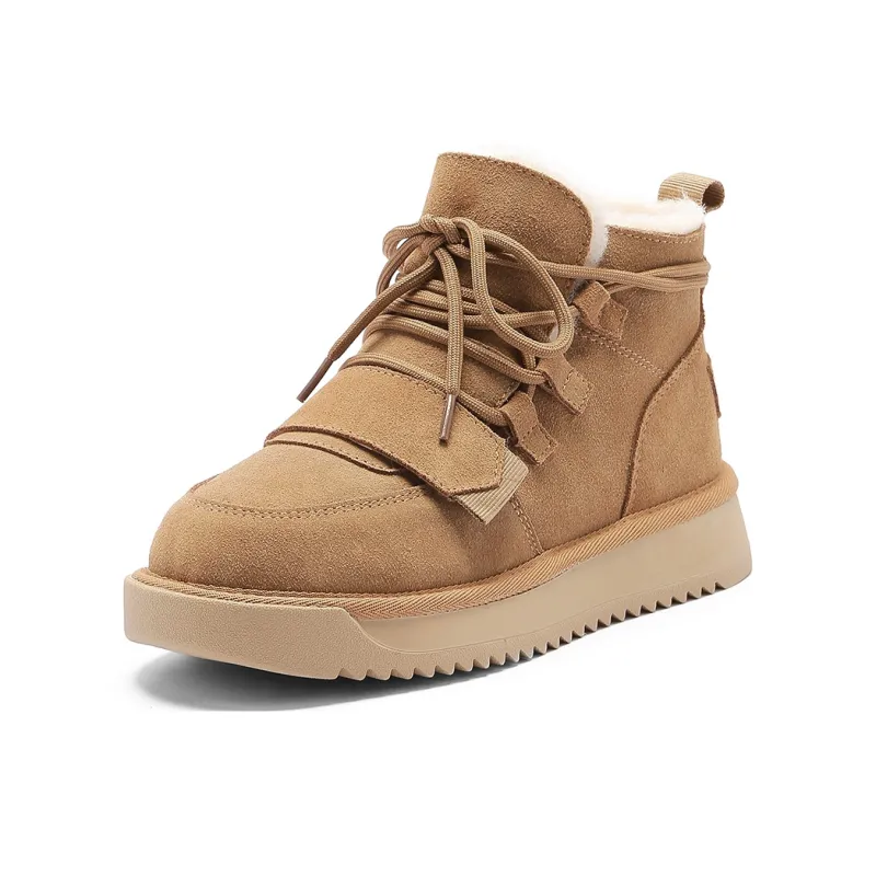 C°BANNER Short Snow Boots Women's Beige Gray-6