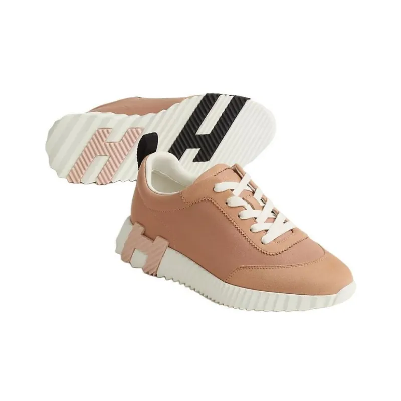HERMES Bouncing Low Top Casual Shoes Women's Pink-2