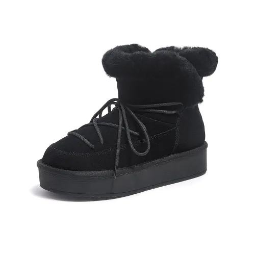 CAMEL Warm And Wear-Resistant Short Snow Boots Women's Black