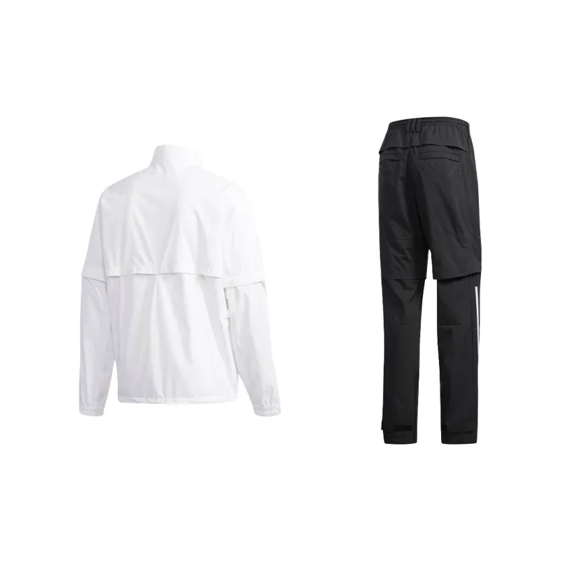 Adidas Cycling Raincoats Unisex White Top+Black Pants-1