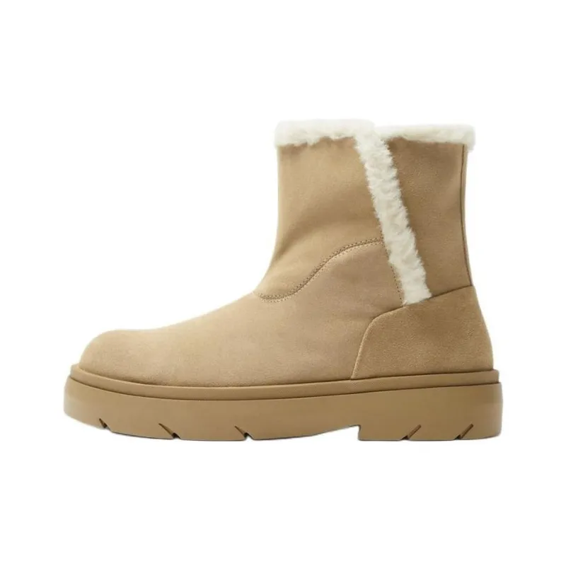 ZARA Short Snow Boots Men's Zebra Print Brown Yellow-0