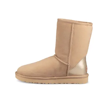UGG Classic Short Ii Metallic Fleece Lined Cream Yellow Women's