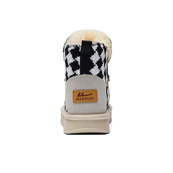 Warrior Thickened And Fleece Lined Padded Shoes Thermal Short Snow Boots Women's Black-3