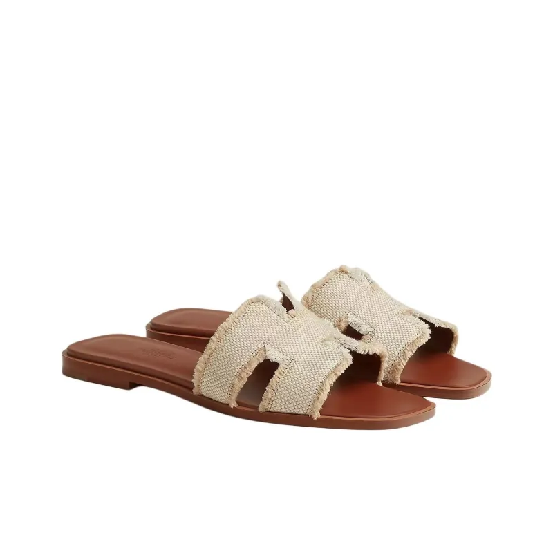 HERMES Oran Slide Slippers Women's Beige Brown-2