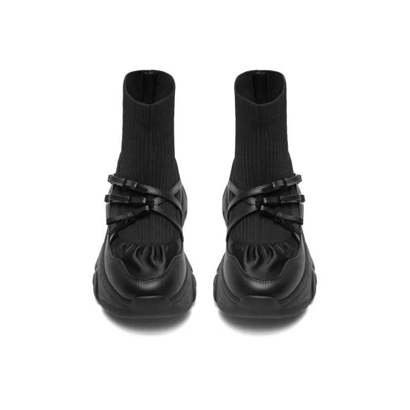 BELLE Ankle Boots 5.5cm Women's Black Silver-2