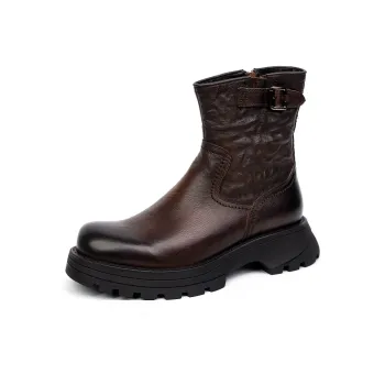 PALMPOLO Leather Lined Ankle Boots Platform Height Increasing 5cm Men's