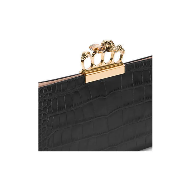 Alexander McQueen Cow Leather Purse Clutch Women's Black-5