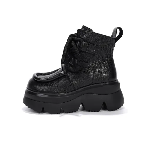 SMLD Maillard Style Martin Boots Ankle Boots 6cm Platform Height Increasing Women's