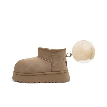 HUANQIU Height Increasing Slip Resistant Short Snow Boots Women's Brown