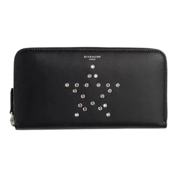 GIVENCHY Cow Leather Clutch Wallet Card Holder Unisex Black