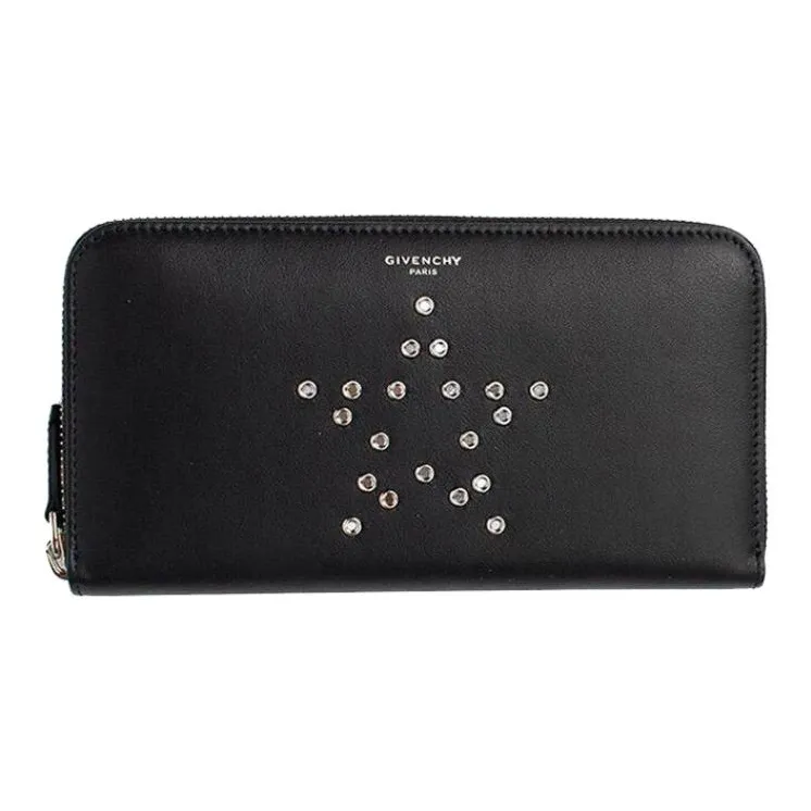 GIVENCHY Cow Leather Clutch Wallet Card Holder Unisex Black-0
