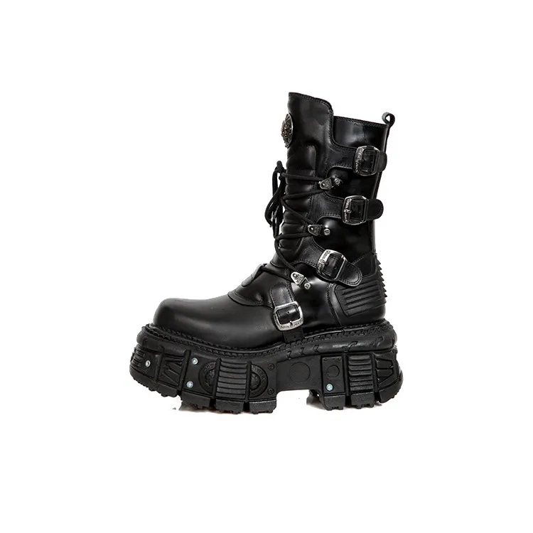 NEW ROCK Ankle Boots Unisex Black-0