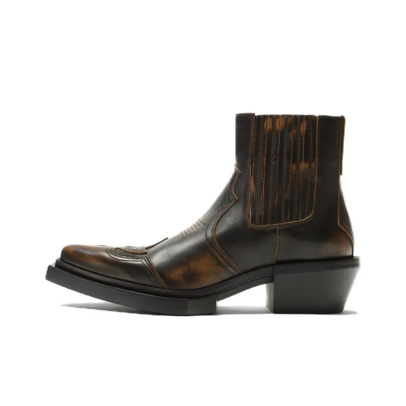 ZARA Short Chelsea Boots Men's Brown-0