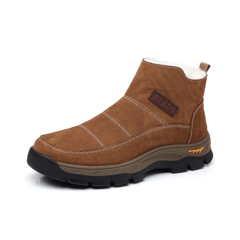 Beidouniao Warm Slip-Resistant Crew Snow Boots Men's Black-7