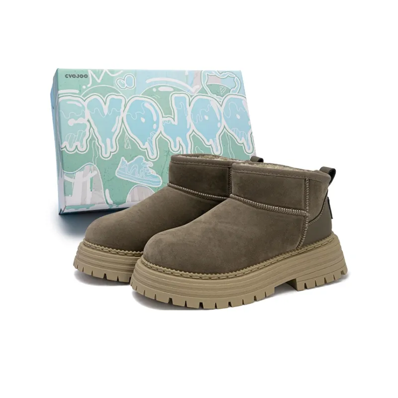 CVOJOO Fleece Lined Fall And Winter Ankle Boots Warm Height Increasing Short Snow Boots Women's-10