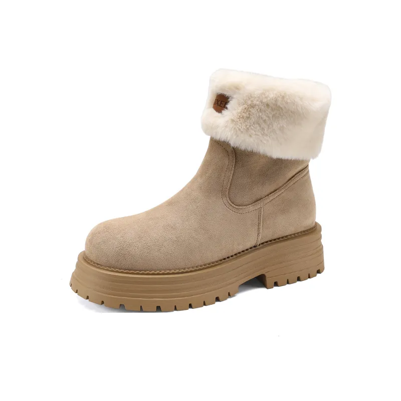FOXER Abrasion Resistant Slip Resistant Short Snow Boots Women's Khaki-6