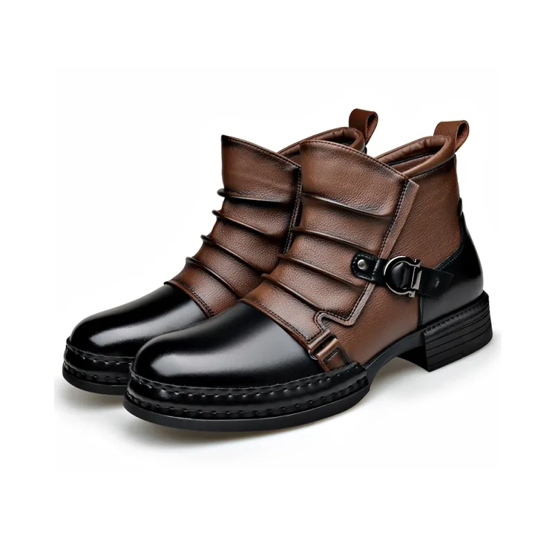Xiwencha Ankle Boots Medium Heel Men's-15