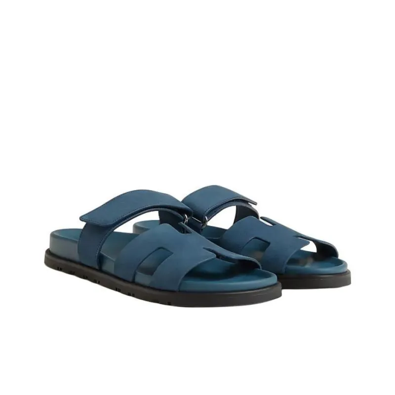 HERMES Chypre Slide Slippers Women's Blue-2