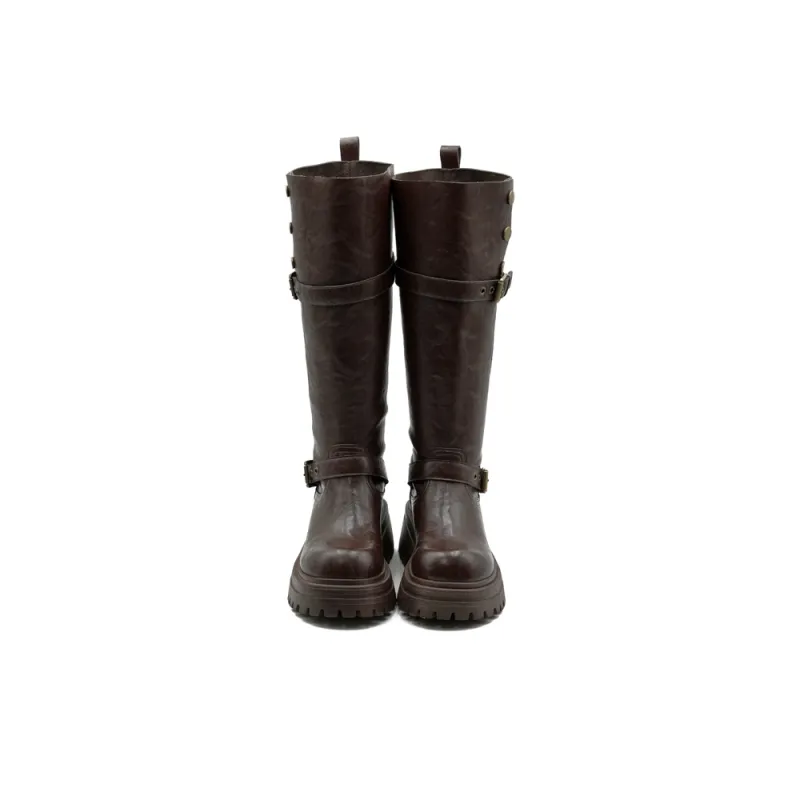Little Sue Trendy Versatile British Style Shiny Slimming Zipper Knight Boots Fashion 2-in-1 Knee-High Boots Women's-21