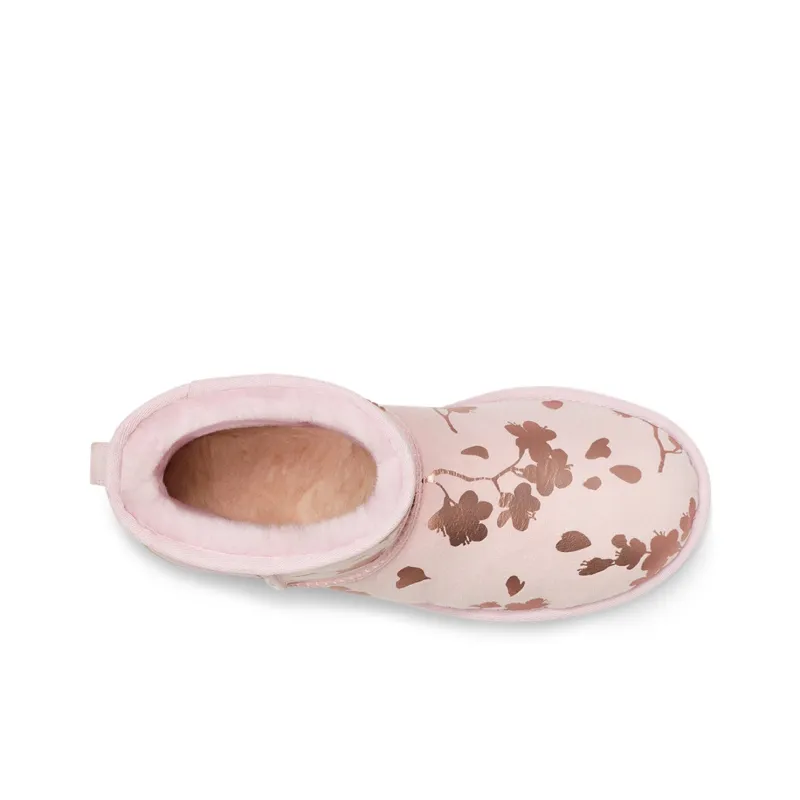 UGG Classic Mini Floral Foil Pink Red Fleece Lined Women's-4