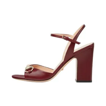 GUCCI Horsebit Strap Sandals 9.5cm Women's Red