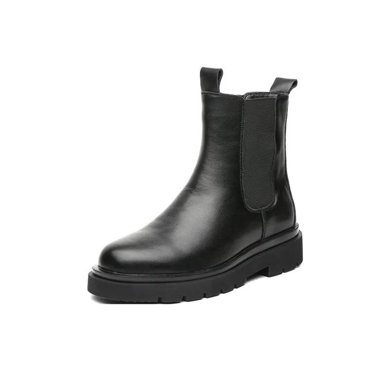 WEISHIBANGWEI Crew Chelsea Boots Medium Heel Men's-1