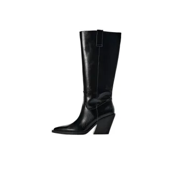 ZARA Knee-high Boots 7cm Women's Black