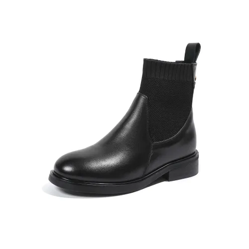 Mulinsen Sock Boots Ankle Boots Approx. 2.7cm Women's Black