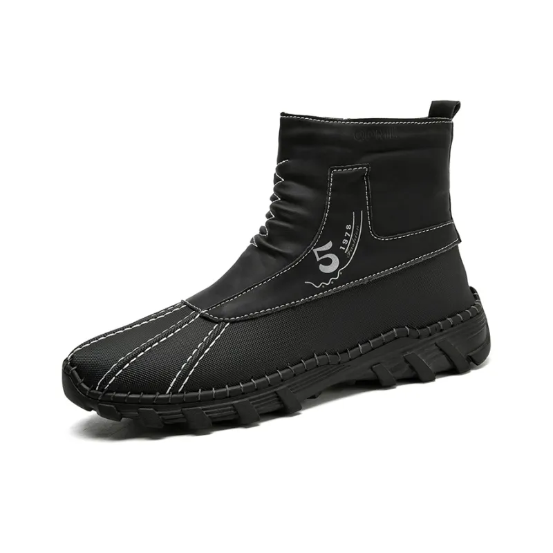Qiandongmeili Ankle Boots Men Black/Khaki/Gray-12