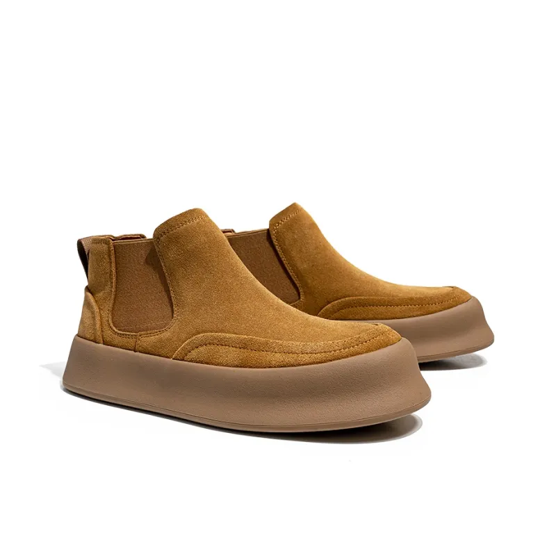 WEISHIBANGWEI Short Chelsea Boots Men's Brown-3