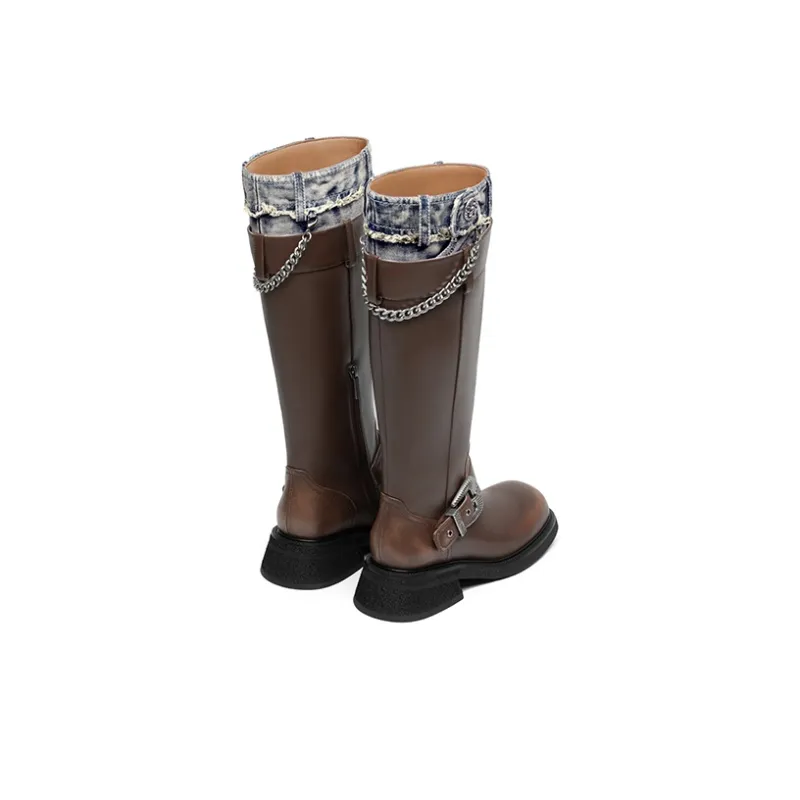 SUGARSU Knee high Boots 4.5cm Women's Brown-2