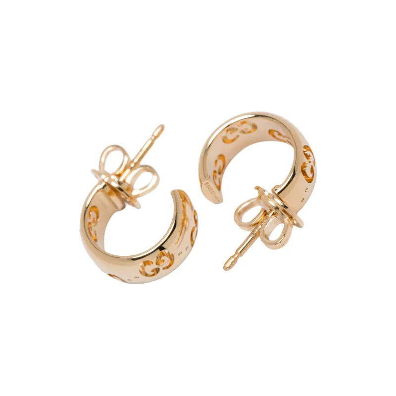 GUCCI 18K Yellow Gold Icon Hoop Earrings-1