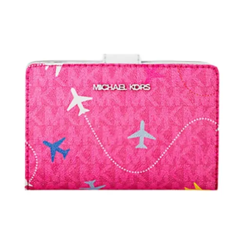MICHAEL KORS Jet Set Travel Coated Canvas Wallet Medium Size Women's Pink