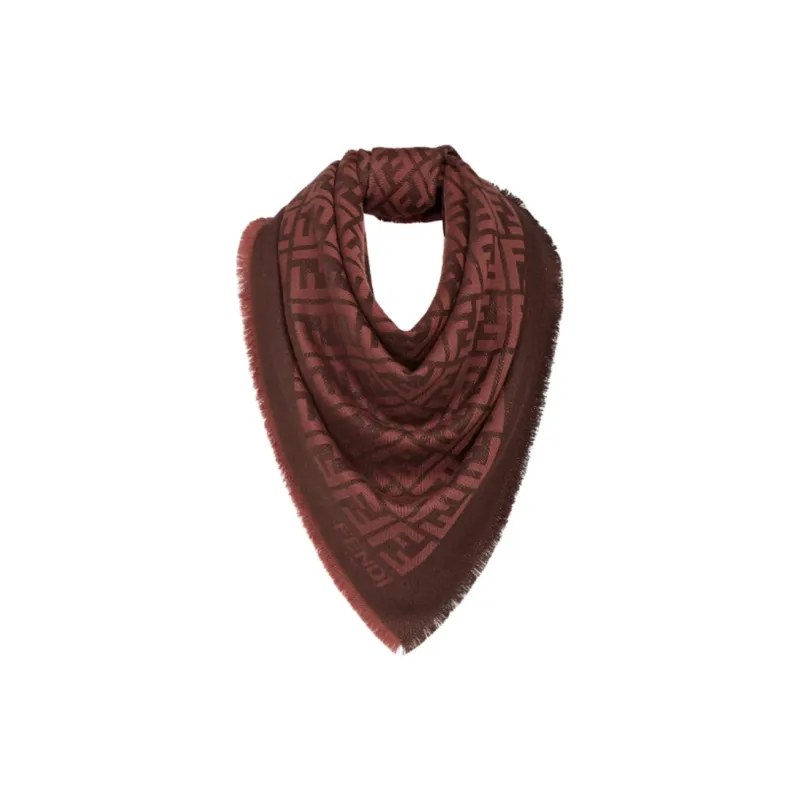 FENDI Wool Fleece, Viscose, Metalized Polyester Knit Scarves Women's Brown-1