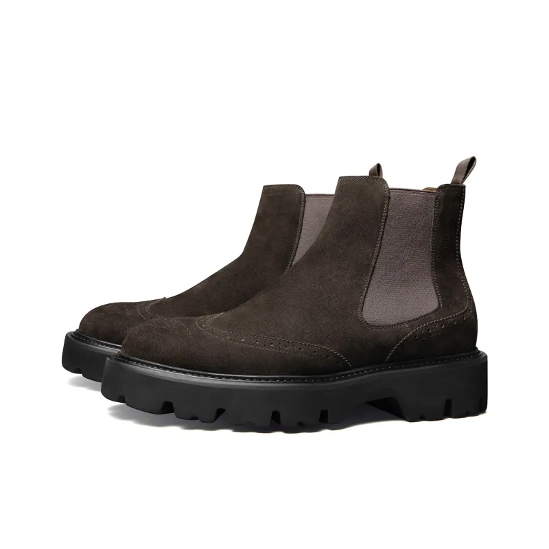 Zuti Short Chelsea Boots 7.5cm Men's Dark Coffee-1